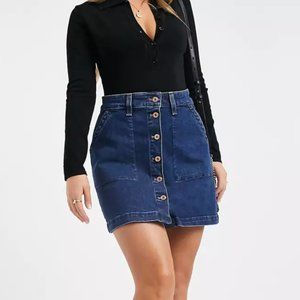 J Crew denim button-front mini skirt